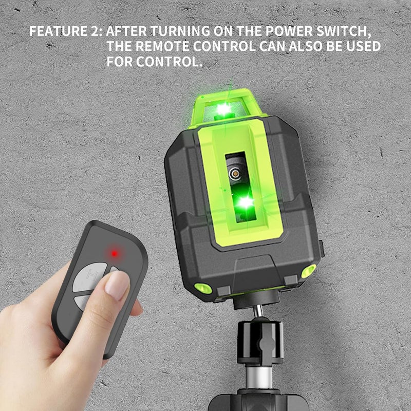 WEIDDW 360° Laser Level with Tripod 40in, Self Leveling Laser Level with Pulse Mode, Li-ion Battery*2， Green Line Laser Leveler Tool for DIY Project - Image 4